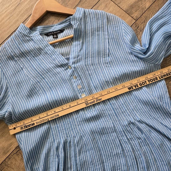 Zac & Rachel Blue And White Striped Womens Medium Blouse - Picture 6 of 10